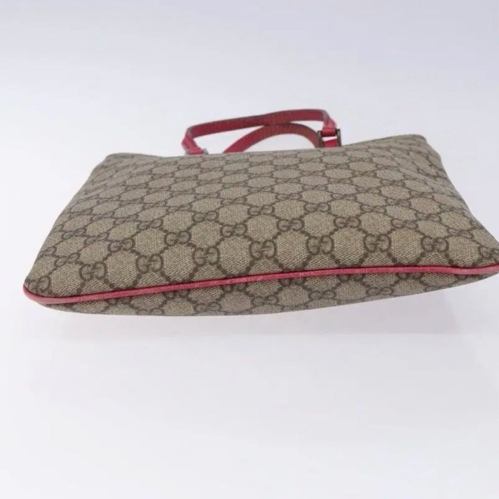 Gucci Beige/Brown Monogram Tote with Red Leather Handles - Picture 7 of 13